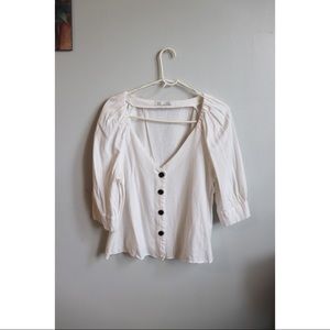 Zara White Puff Sleeve Top